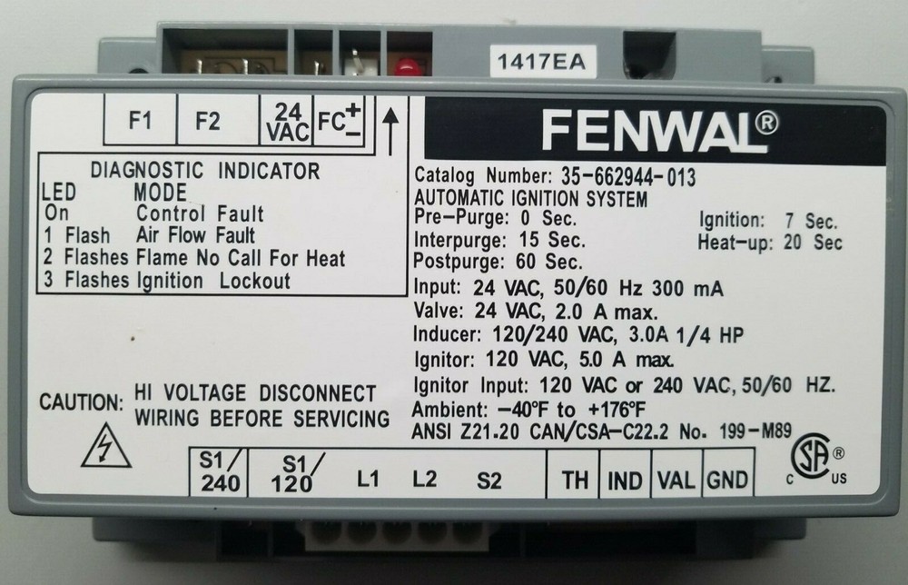 Fenwal 35-662944-013 Automatic Ignition Control System, Pre-owned