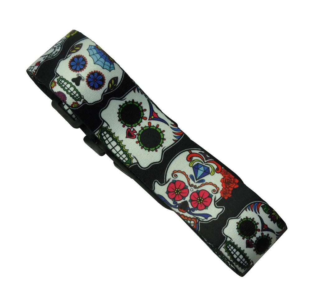Skull Guitar Strap Polyester Woven Leather Head 2'' wide
