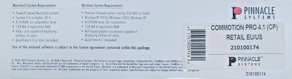 Pinnacle Commotion Pro Effects Solution for Moving Images 210100174 NEW