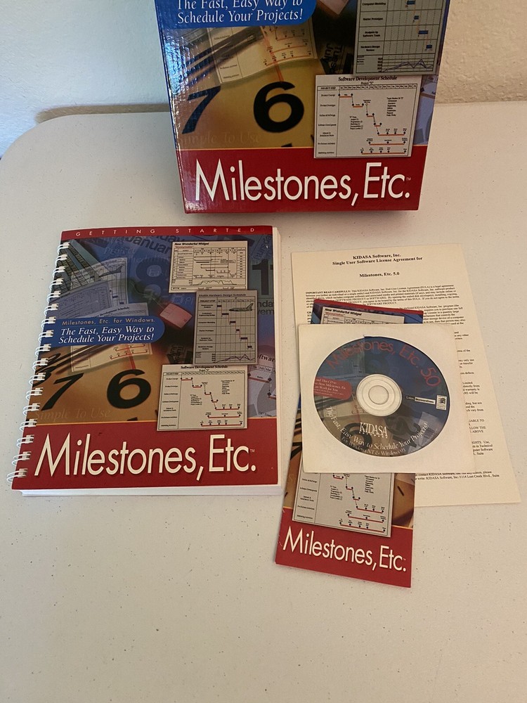 Vintage Milestone Etc. Kidasa Software For Window 95/NT Project Scheduling Box