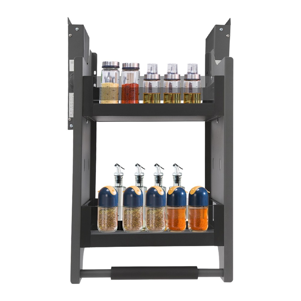 Kitchen Shelf Rack Upper Cabinet 2-Tier Pull Down Cabinet Organizer Rack