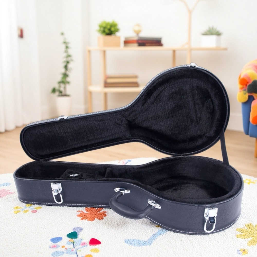 A-Style Mandolin Hardshell Case - Contoured Padded Lockable Black Finish
