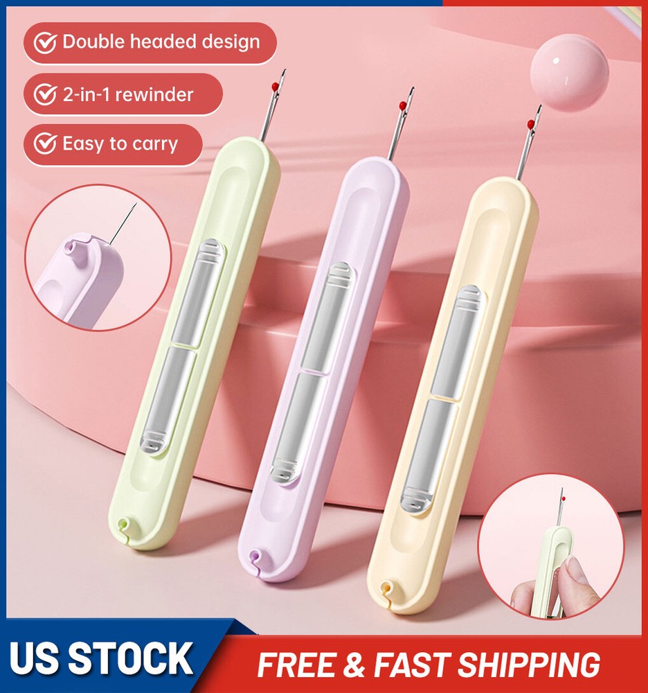 Upgraded 2 in 1 Needle Threader Seam Ripper Hand Sewing Tools US