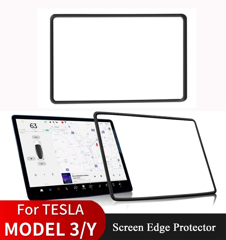 Screen Frame Protector for Tesla Model 3 Y Accessories Silicone Black 2017-2026