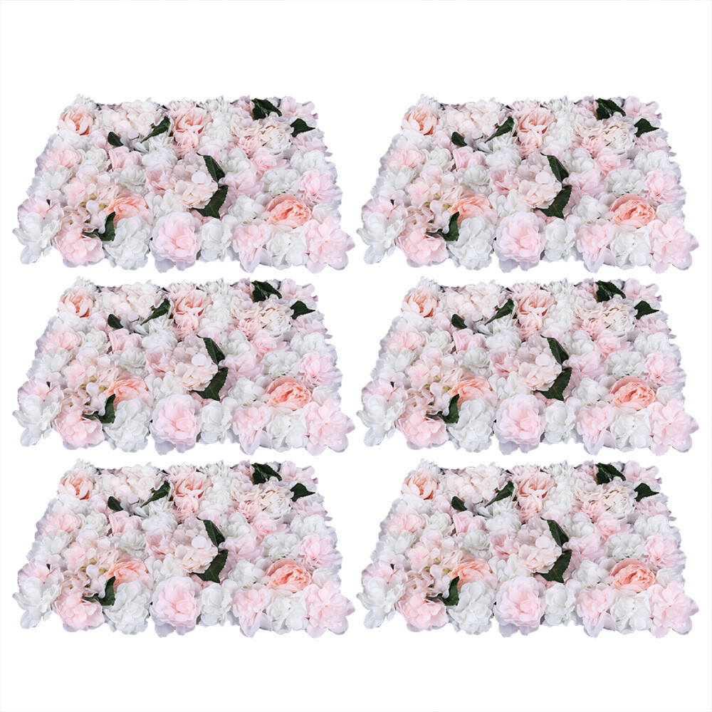 6pcs 60 x 40cm Artificial Rose Hydrangea Flower Wall Panel Wedding Venue Decor