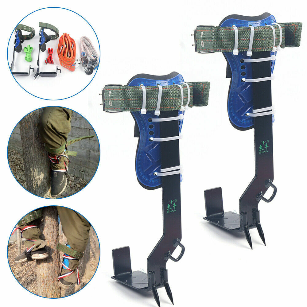 Tree Climbing Spike Set Pole Climbing Spurs w/ Rope Climber Adjustable Long!
