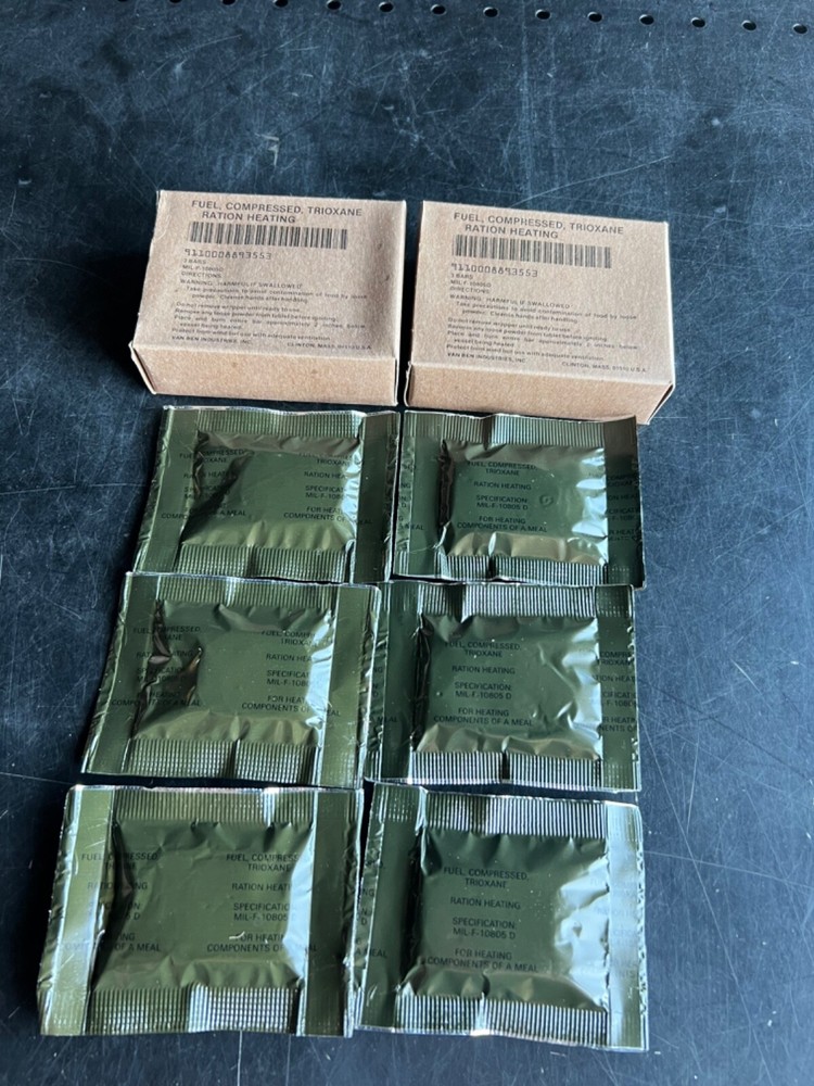TRIOXANE MILITARY ISSUE LARGE  COMPRESSED FUEL BARS - 2 BOXES, 6 BARS TOTAL- NIB