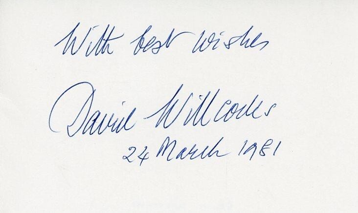 David Willcocks- Signed Index Card (Conductor & Composer)