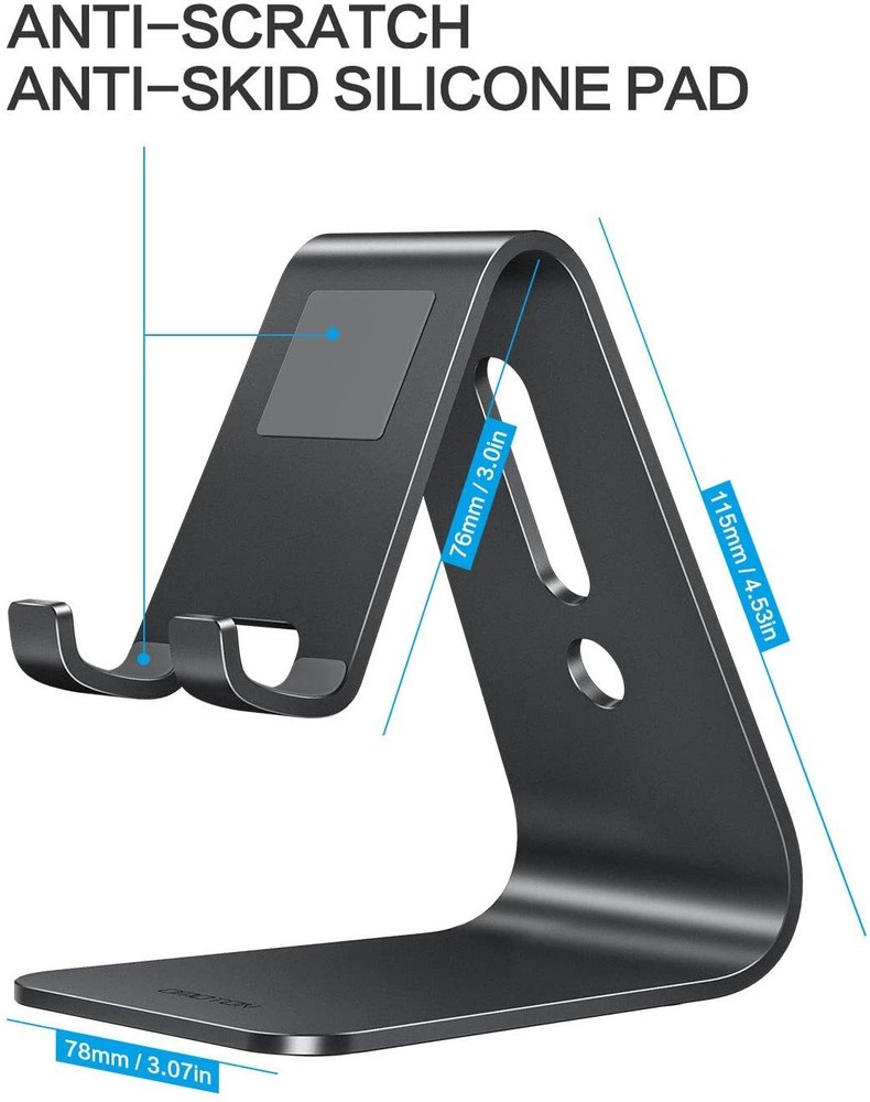 OMOTON Desktop Aluminum Cell Phone Tablet Stand Holder (Updated Version), Black