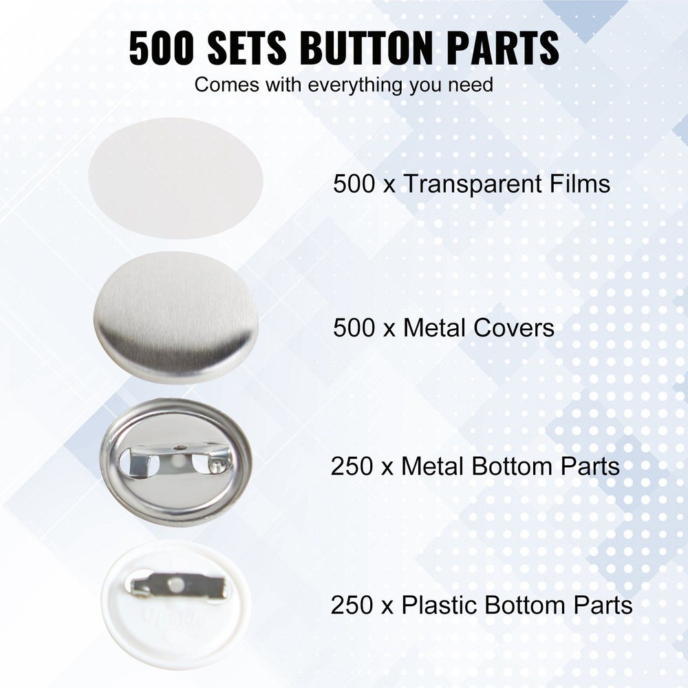 25mm Button Badge Accessories 500 Packs for 1in Maker Machine