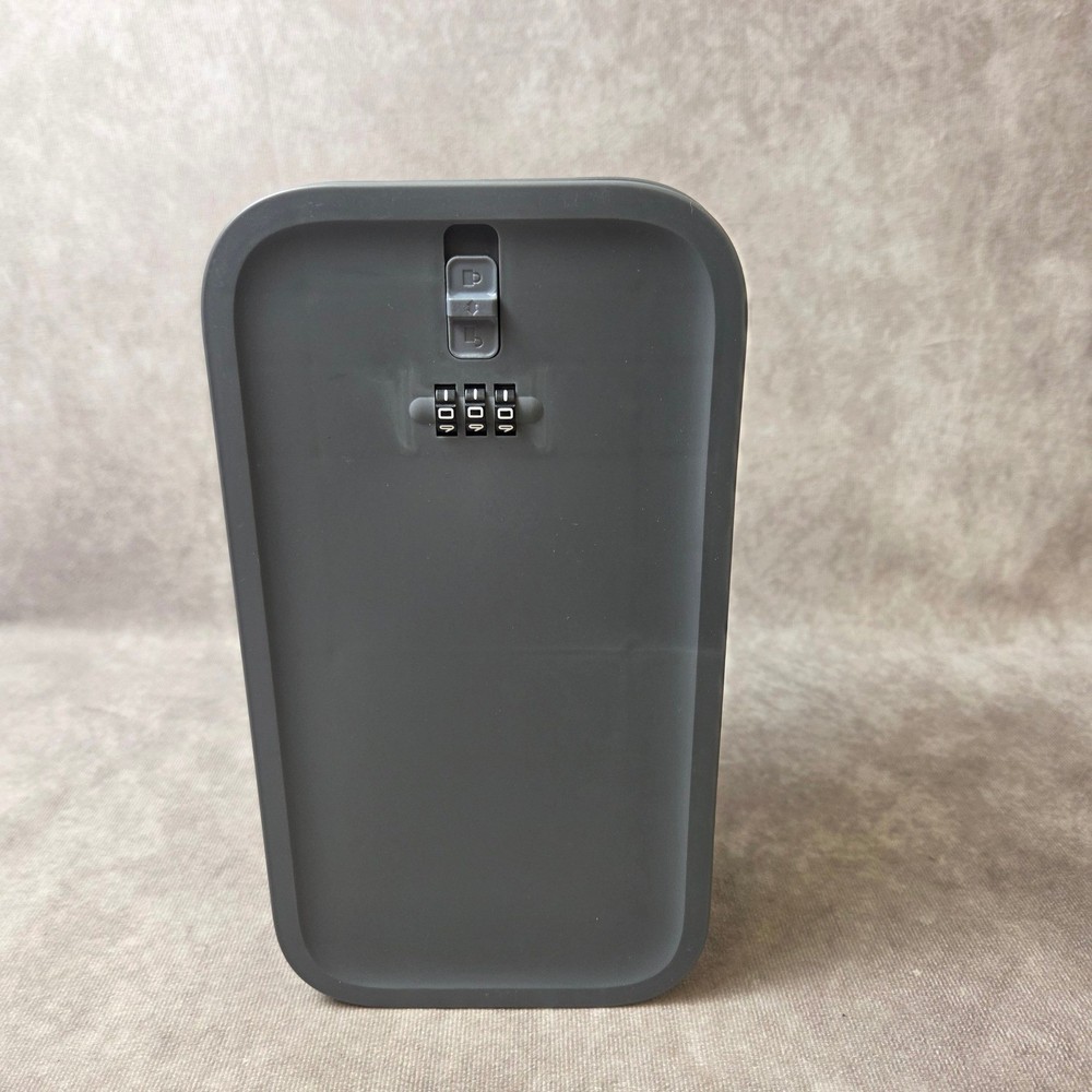 Gray Plastic Lock Box with 3-Digit Combination Security Storage Case 4 Valuables