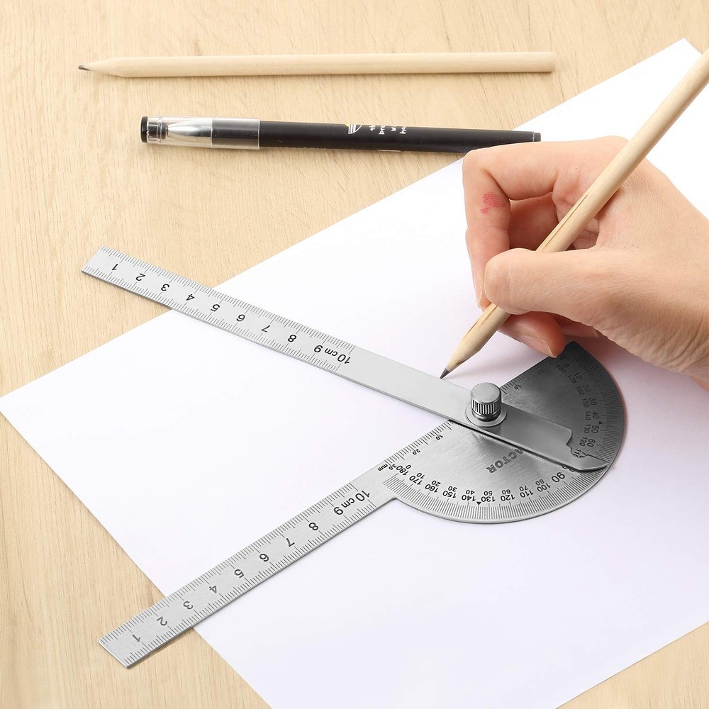 Angle Protractor Finder Ruler Two Arm 10 cm/ 3.94 Inch, Silver