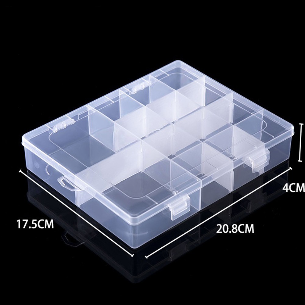 Adjustable Plastic Screw Holder Case Organizer with 14 Compartments Storage Box