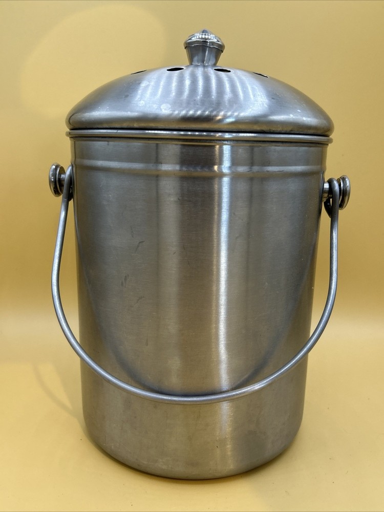 11.5” Aluminum Natural Home Countertop Compost Bin.