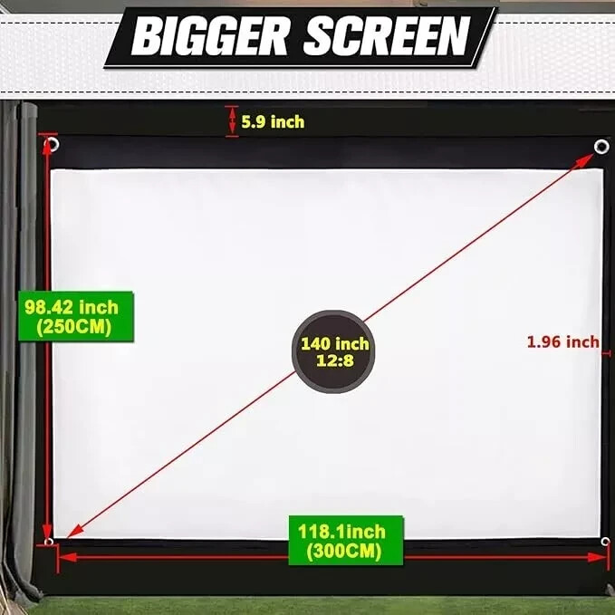 Golf Simulator Impact Screen with Black Double Layer Blackout Cloth Shank Side N