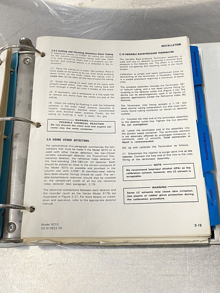 Varian 5010 Liquid Chromatograph - Users Guide / Manual