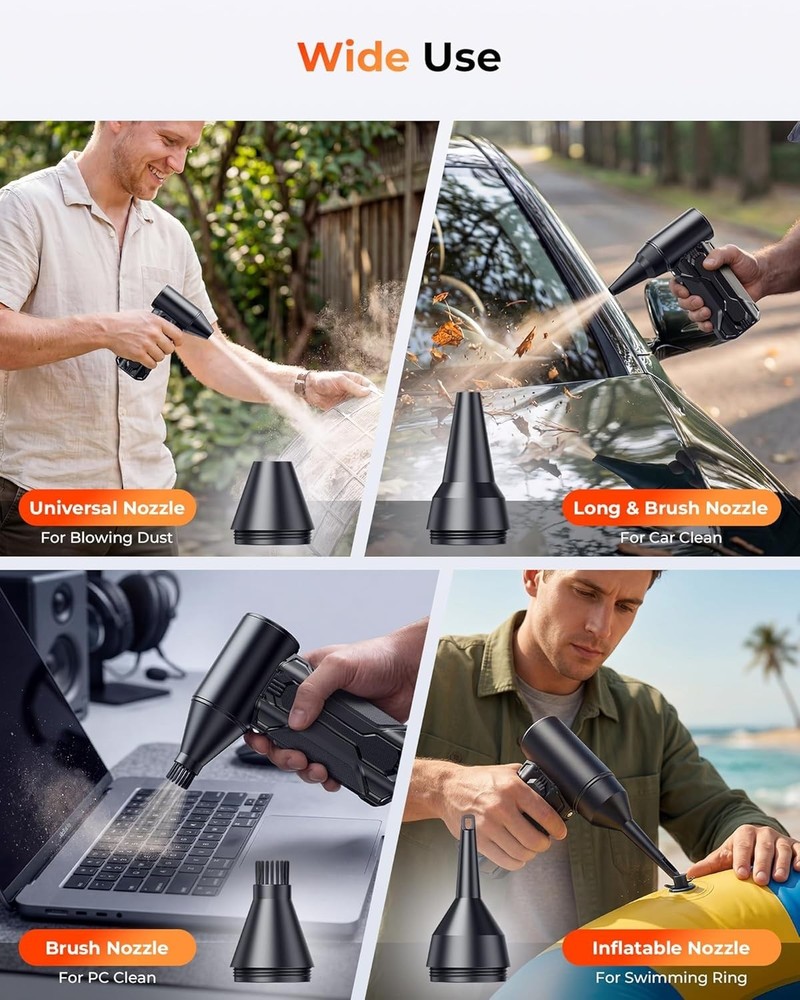 Portable Rechargeable Air Duster with 3 Adjustable Speeds for Electronics & Home