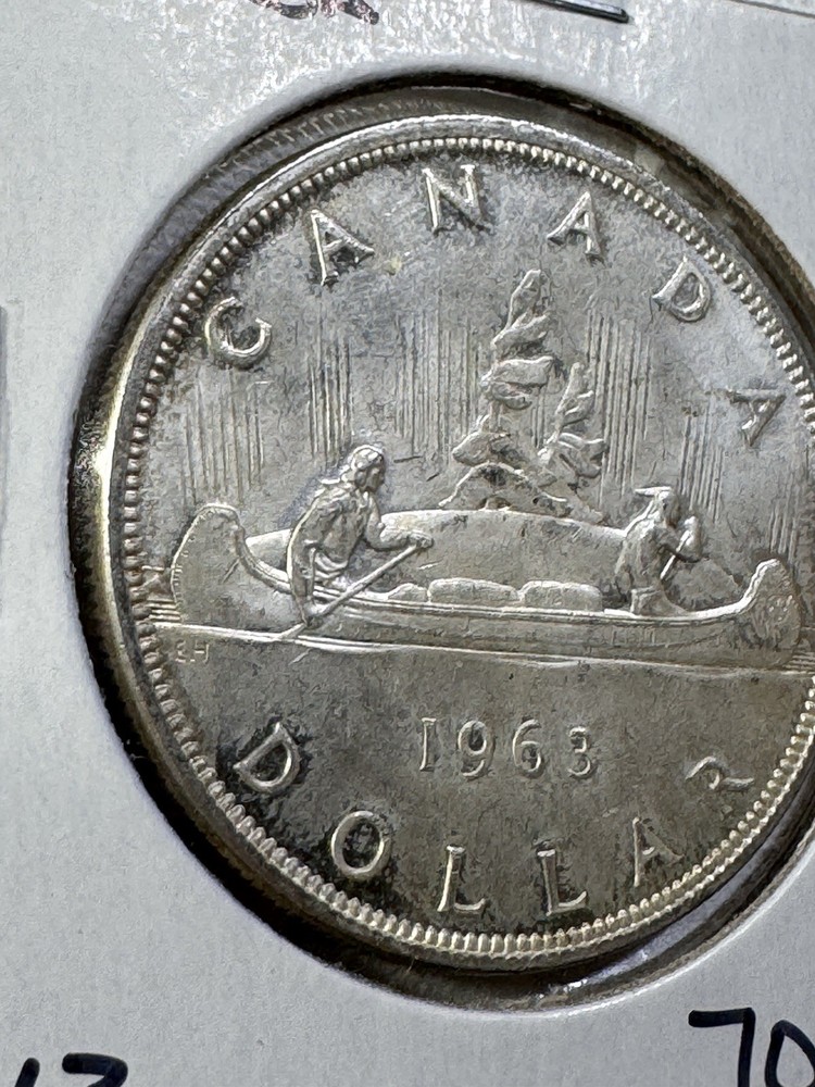 1963 Canada 1 Dollar Large Silver Coin Voyageur