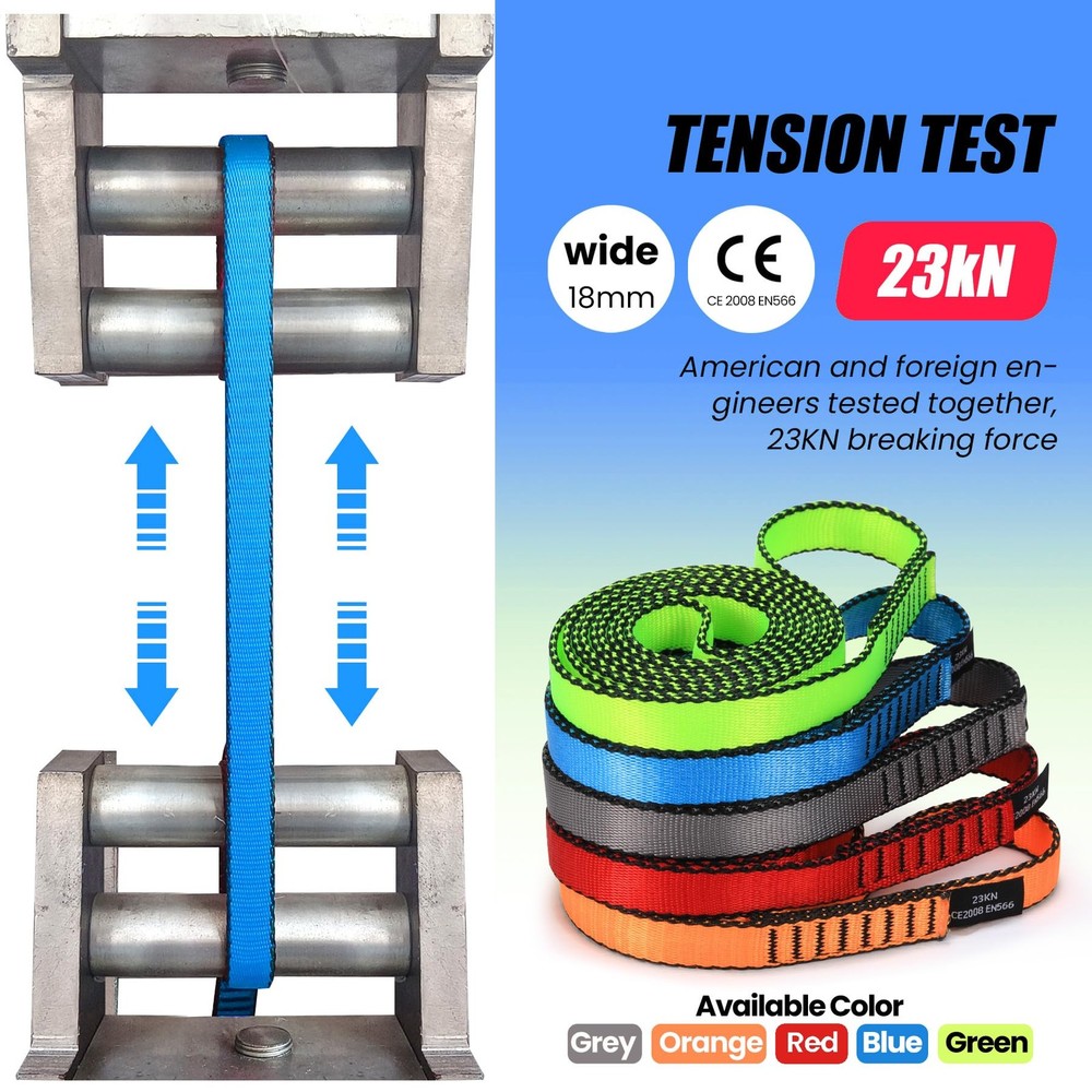 Climbing Slings 18mm 23kN Strong Webbing Strap Black