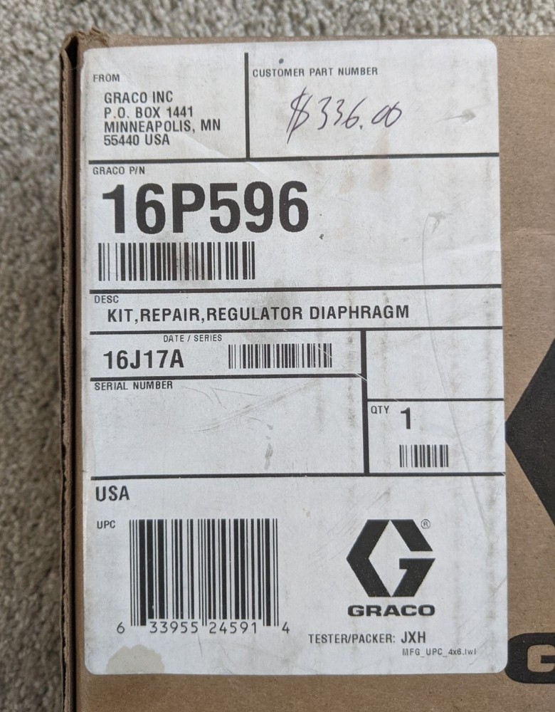 Graco 16P596 Diaphragm Regulator Repair Kit New