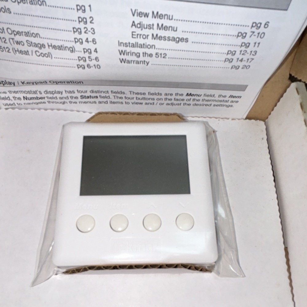 tekmar 512 Programmable Thermostat Two Stage Heat/Cool Digital Display