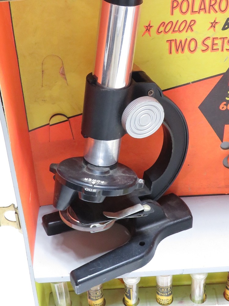 VINTAGE GILBERT #13021 MICROSCOPE & LAB SET COMPLETE SET w ORIGINAL BOX/CASE *