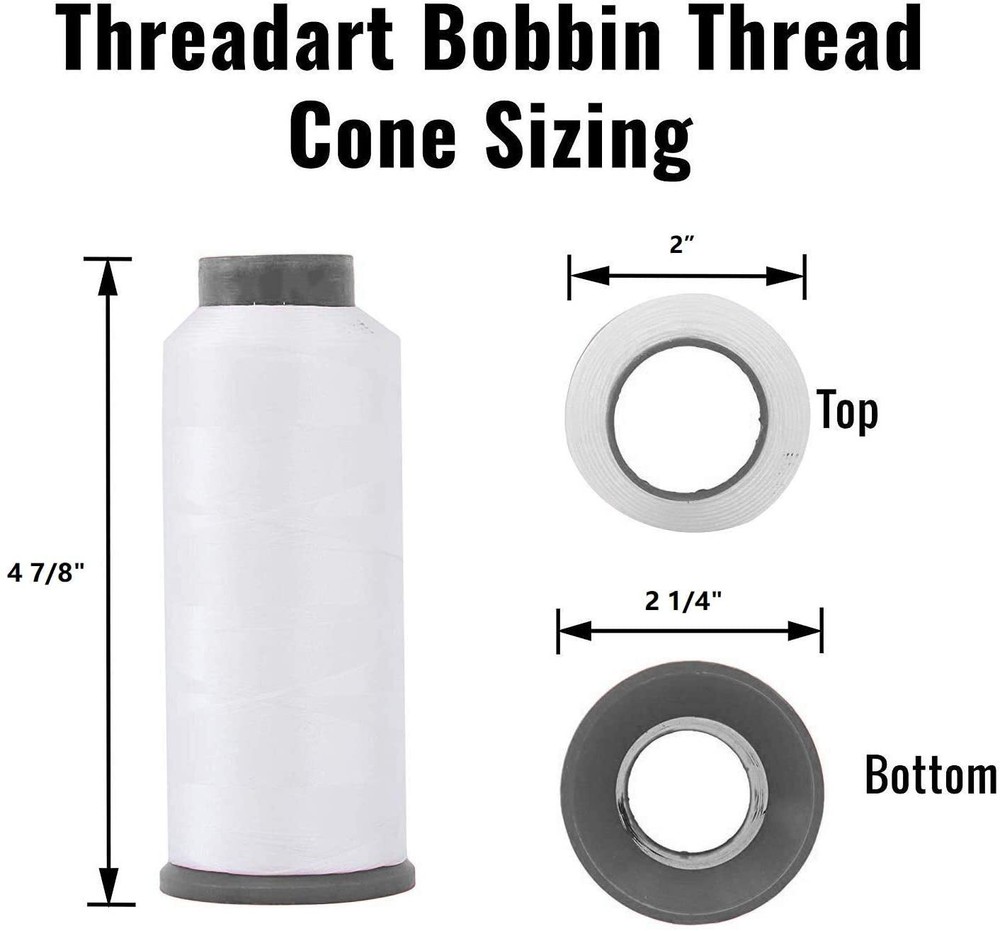 Two Pack Huge 5000 yards Cone Spool Bobbin Thread Black/White Machine Embroidery