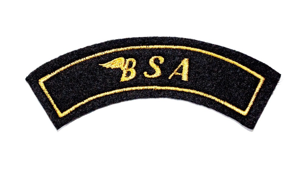 CLASSIC BSA EMBROIDERED CURVED MOTORCYCLE PATCH