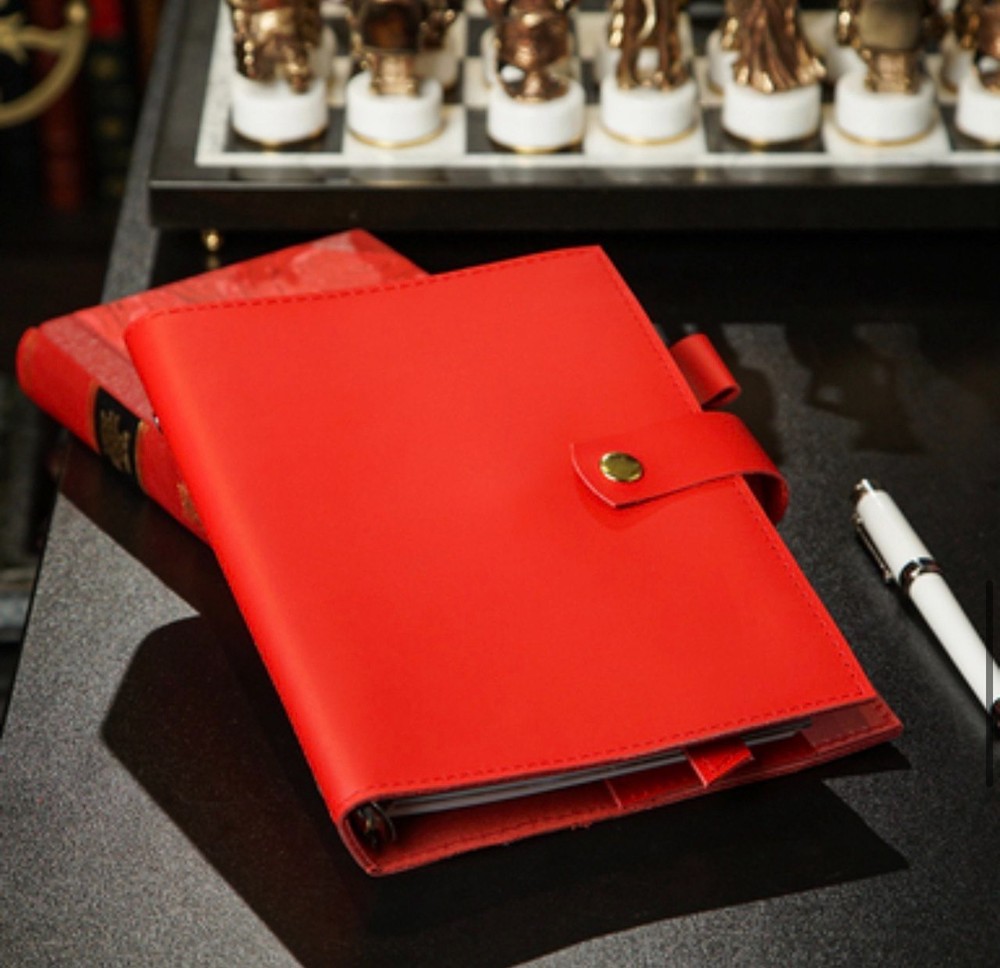 Leather notebook cover A5 light classic collection squared grid pages 2026.