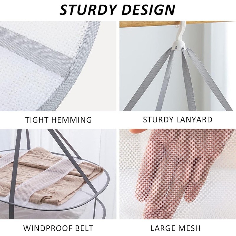 3 Layer Portable Hanging Drying Rack Foldable Clothes Dryer W/ Rotating Hooks US