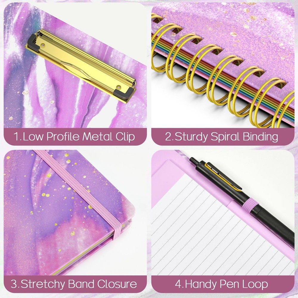 Clipboard Folio with Refillable Notepad, Folder with 10 Storage Pockets for L...