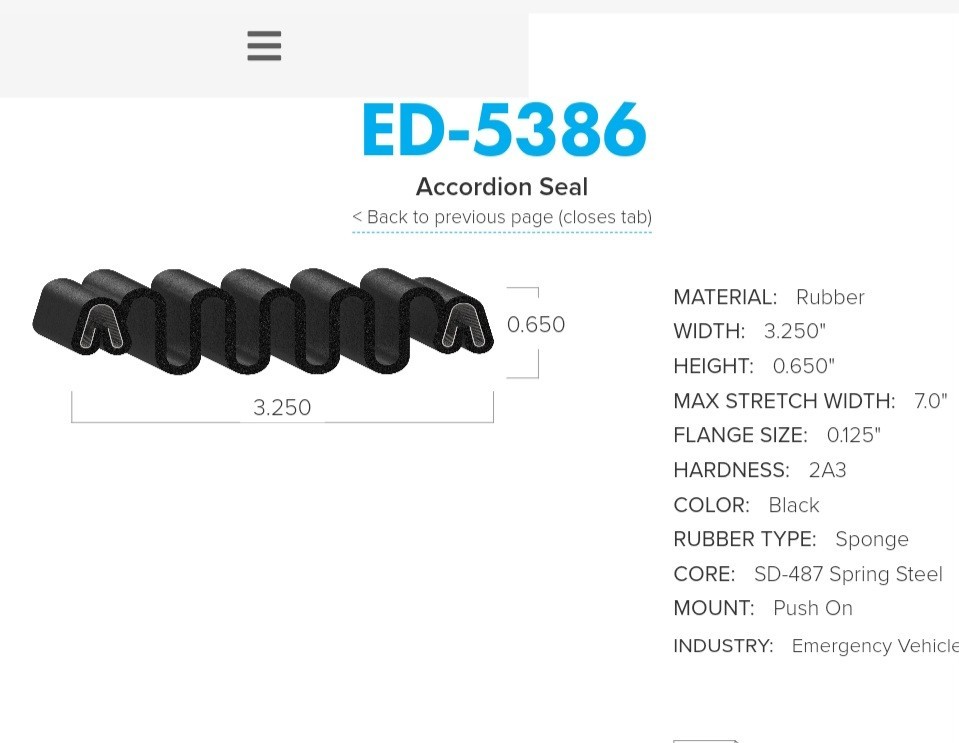 Accordion Boot Rubber Seal by the Foot Uni-grip 2"-7" Weatherseal ED-5386