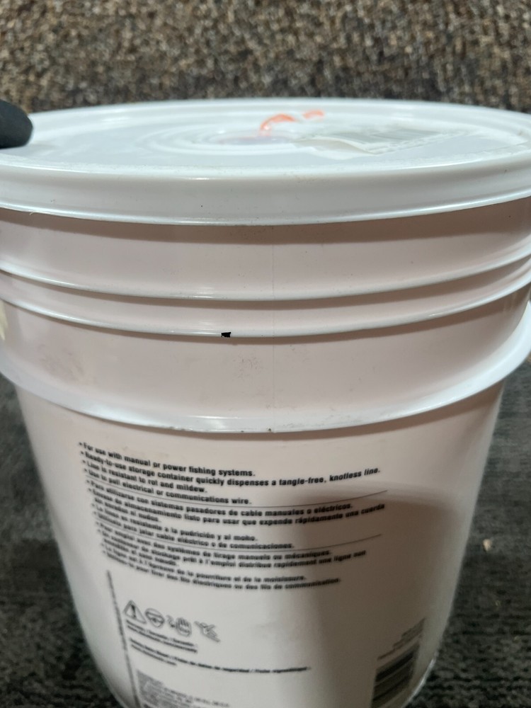 Klein Tools 56110 6500-Feet Bucket Poly Pull Line Orange Tracer Polypropylene