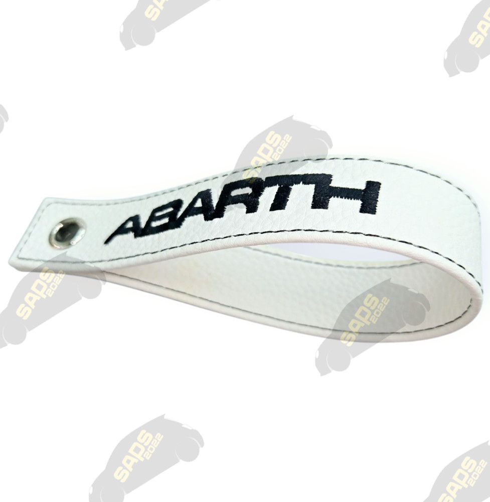 Abarth White / Black Stitch Leather Interior Boot Pull Strap Handle Fiat 500