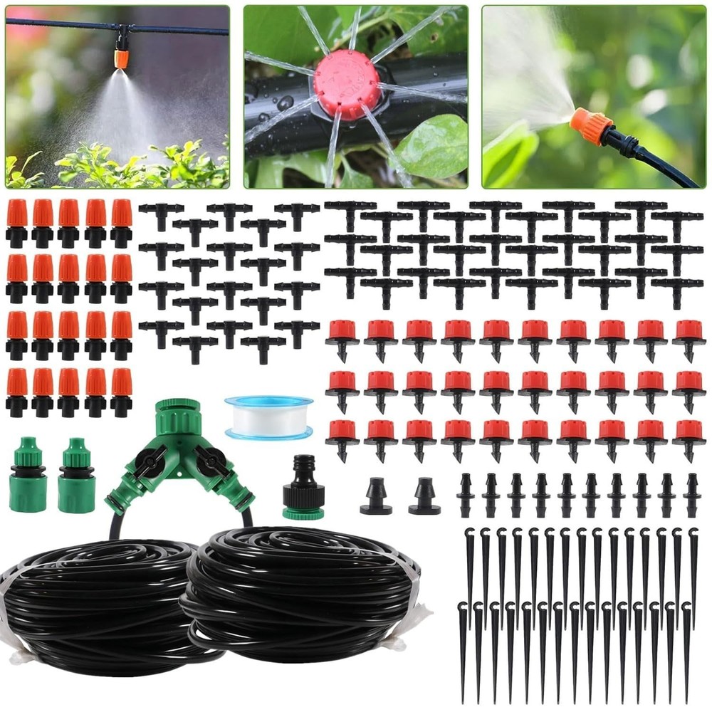 Efficient 98FT Drip Irrigation Kit with Quick Connectors & Water-Saving Design