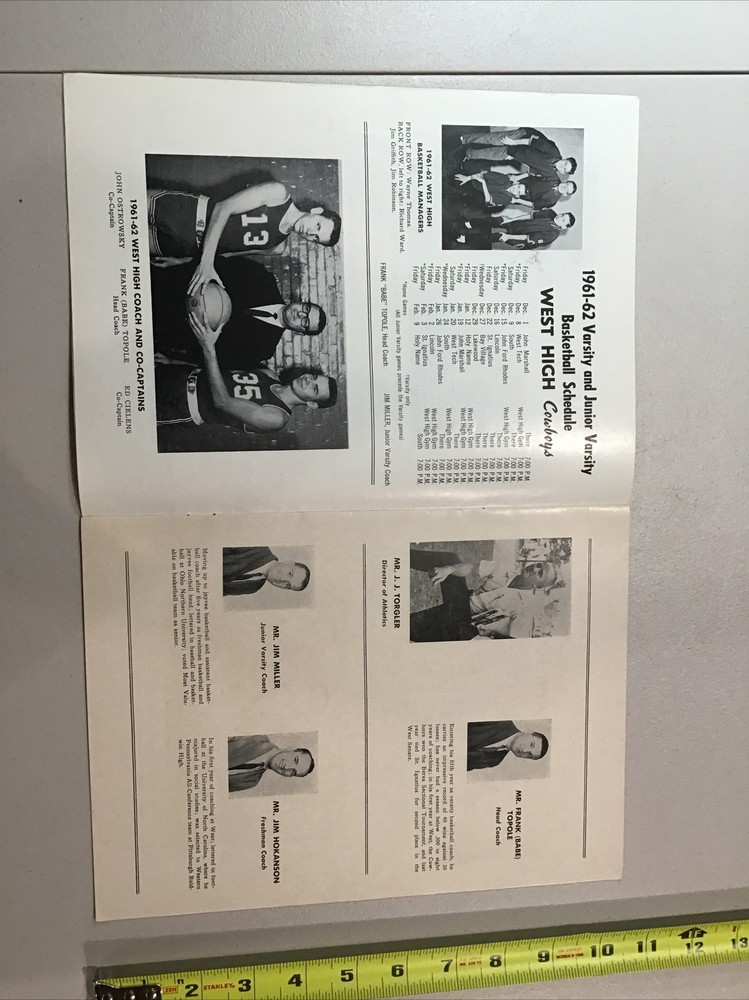 1962 West High School vs John Marshall Basketball Program High School
