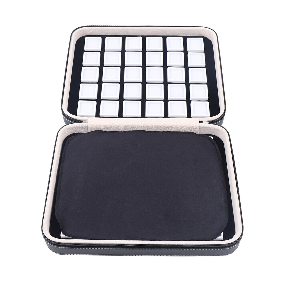 Gem Diamond Gemstone Display Collection 60 Grids Storage Box Holder Leather Box