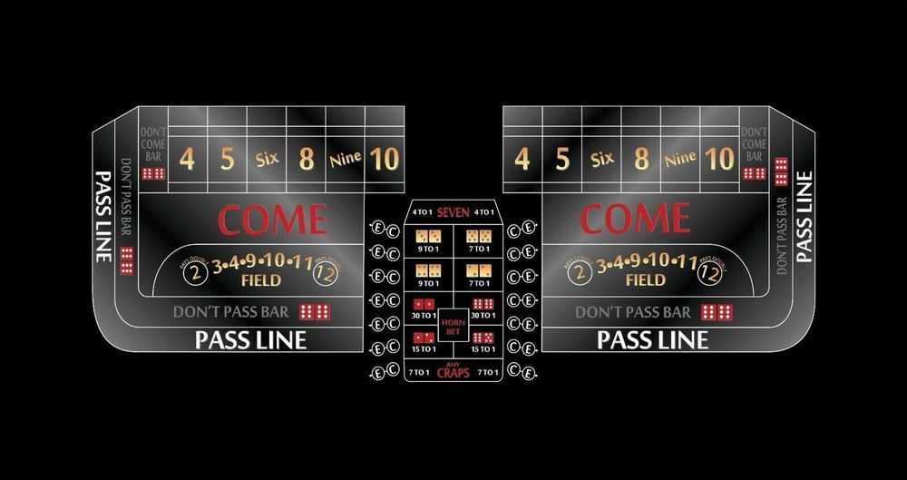 Craps Table Layout Felt - 8 Foot Black