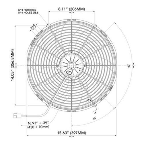 SPAL 2024 CFM Single 16in High Performance Curved Puller Cooling Fan Universal