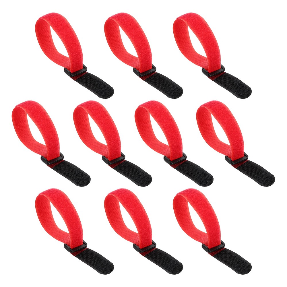 10pcs Reusable Cinch Straps 0.8"x10" Hook and Loop Cable Securing Straps, Red