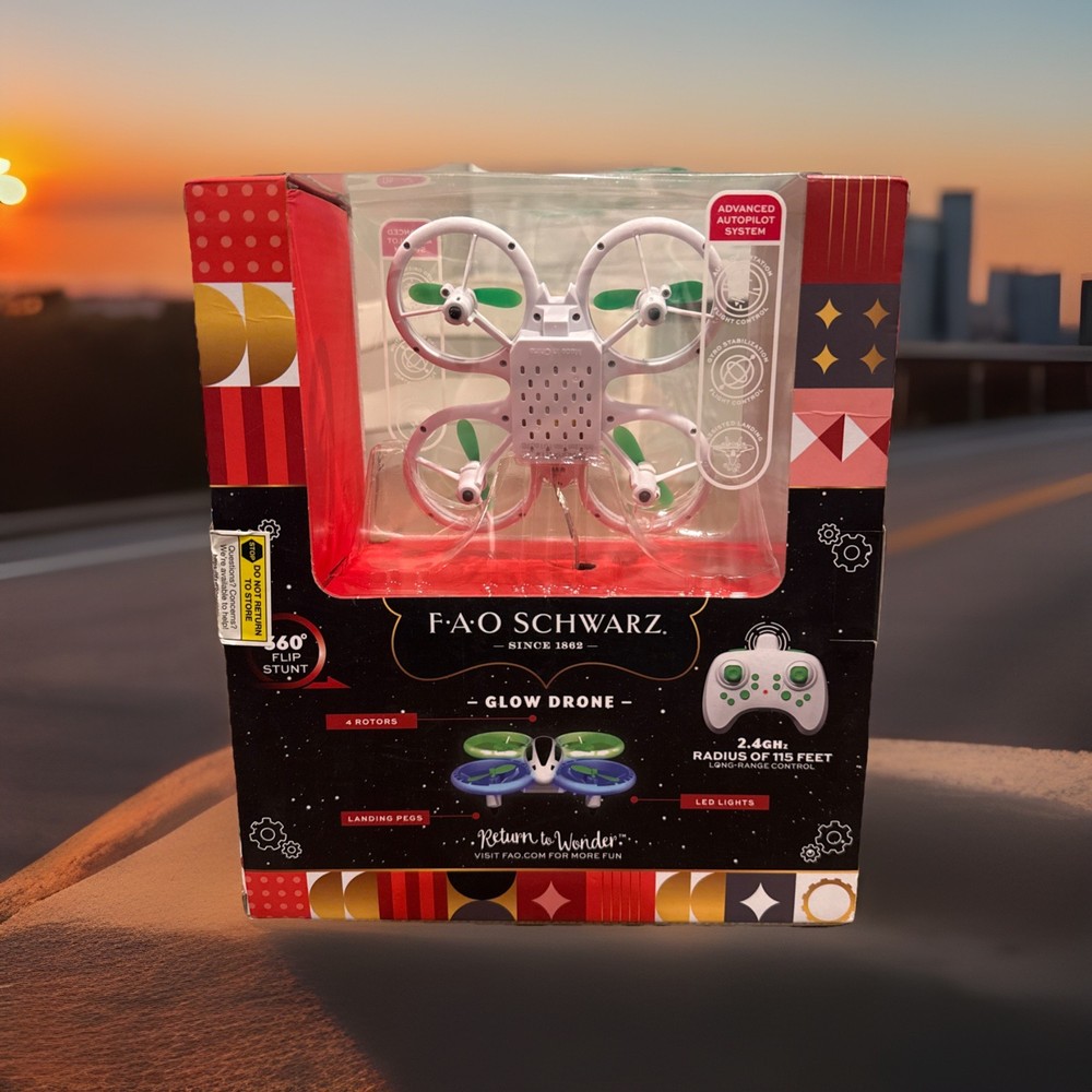 FAO Schwarz Glow Drone Remote Control LED Stunt Drone Advanced Autopilot System