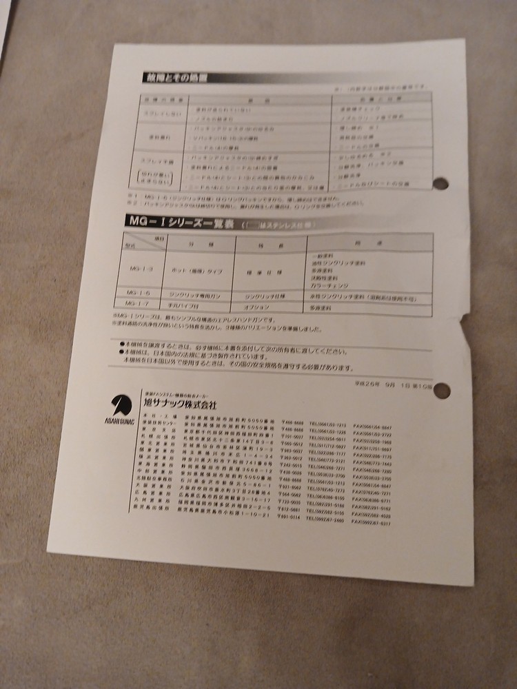 ASAHI SUNAC MG-1-5