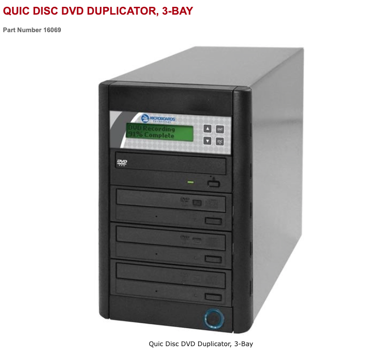 DVD Duplicator, 3-Bay - MicroBoards Technology MODEL QD-DVD-H123 - Tested/Works!