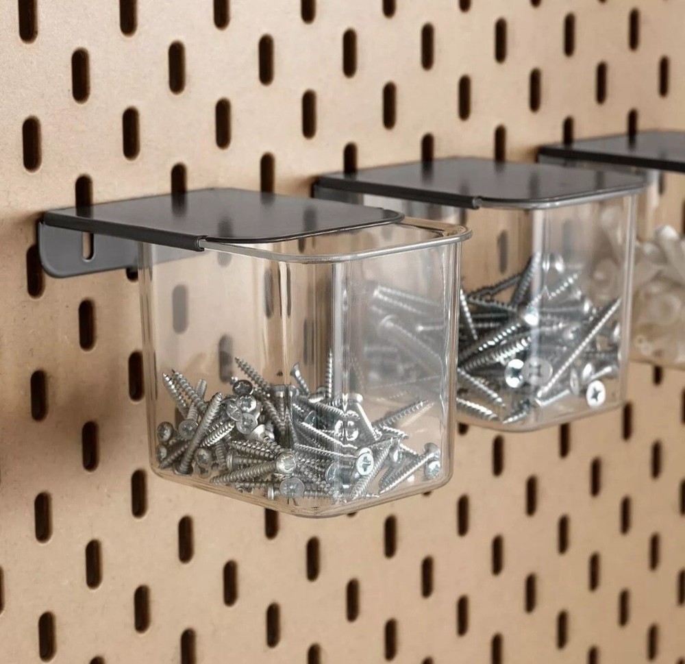 IKEA SKADIS Container With Lid Gray 3 Pack Fast Shipping!!