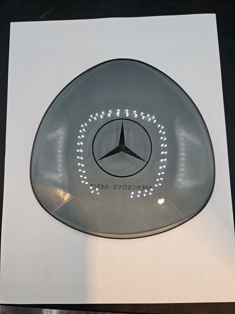 VINTAGE MERCEDES BENZ GREY GLASS DISH TRIANGULAR MOD EAMES 5IN