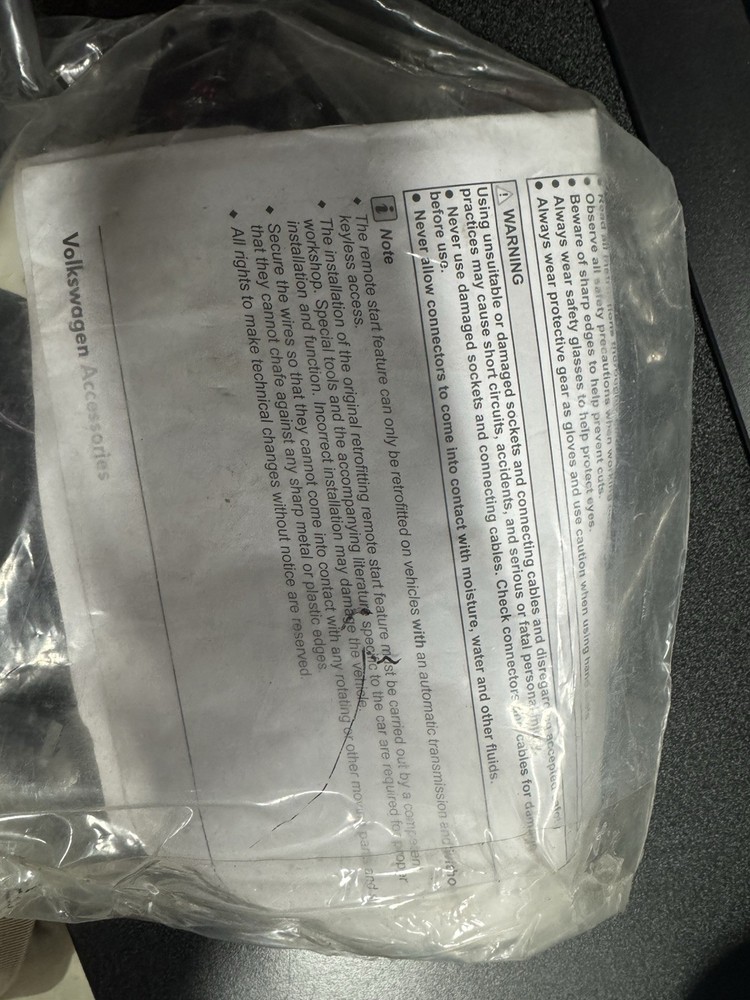 Remote Engine Start Harness 2012-2015 Passat