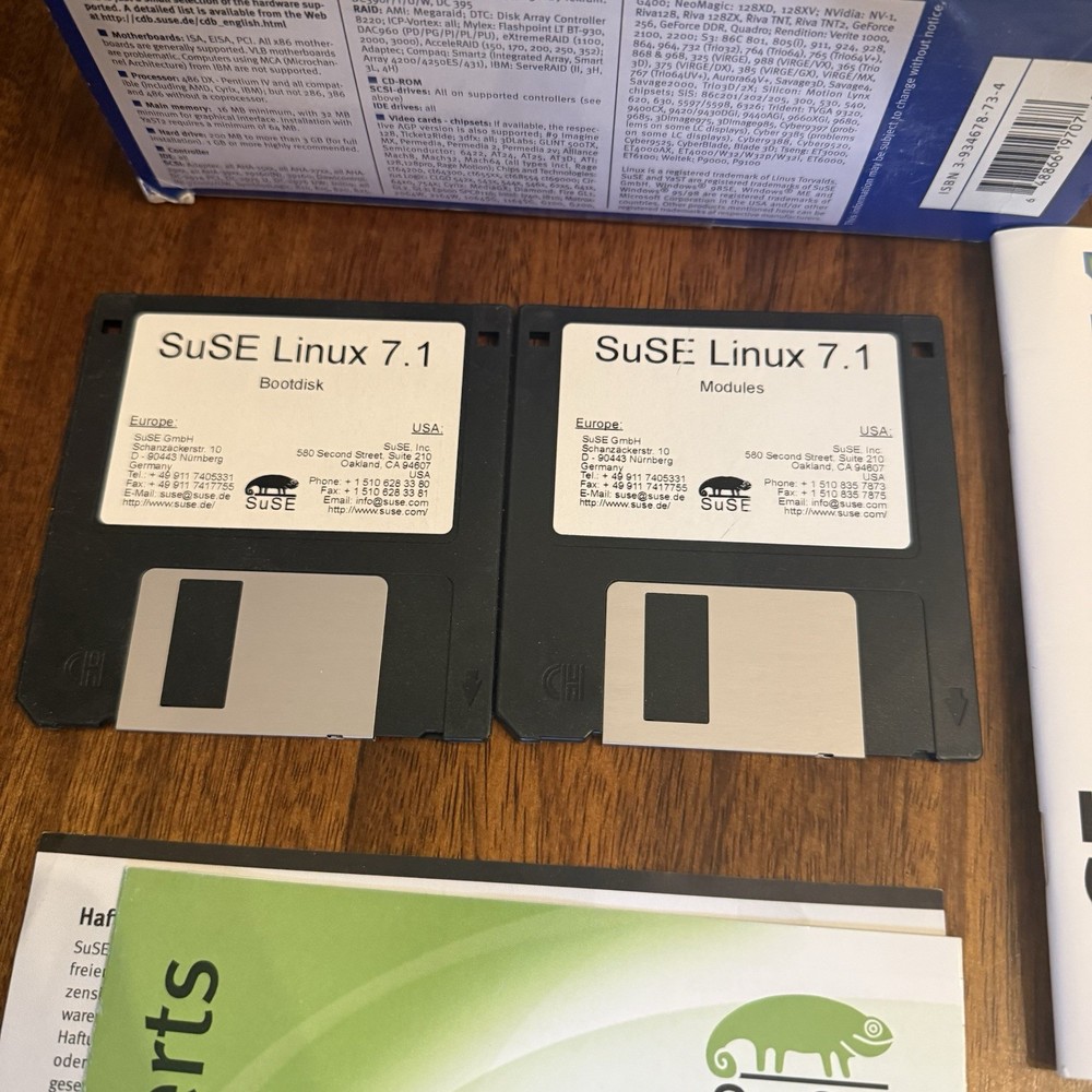 Suse Linux 7.1 Professional And Personal (CD-ROM, 2001) Big Box Vintage Software