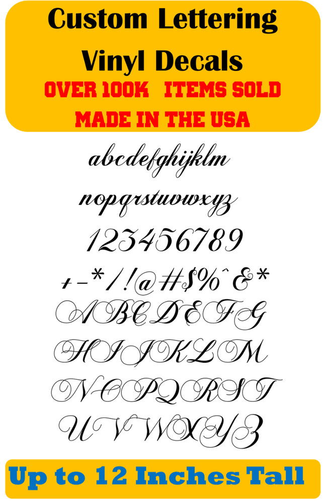 Custom Personalized Decal Vinyl Lettering Text Business Sign Calligraphy Script1