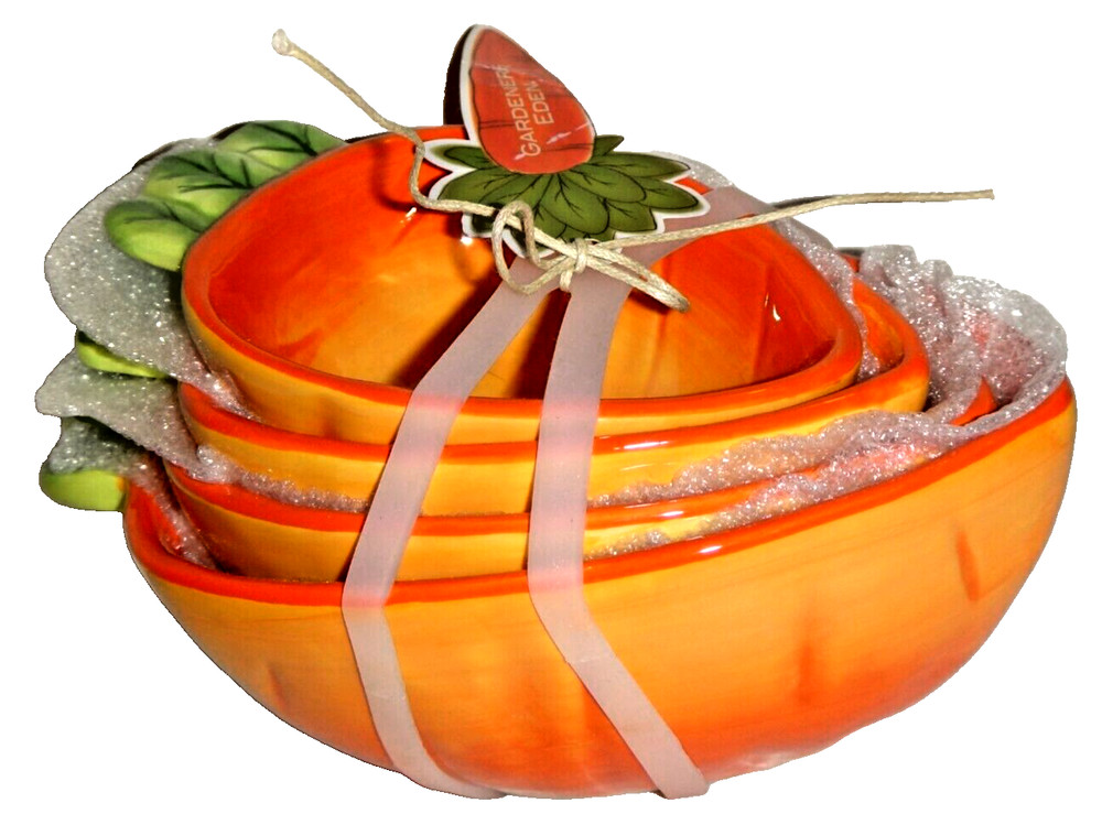 Gardeners Eden 4-PC SET Ceramic Easter Orange Carrot Nesting Measuring Cups
