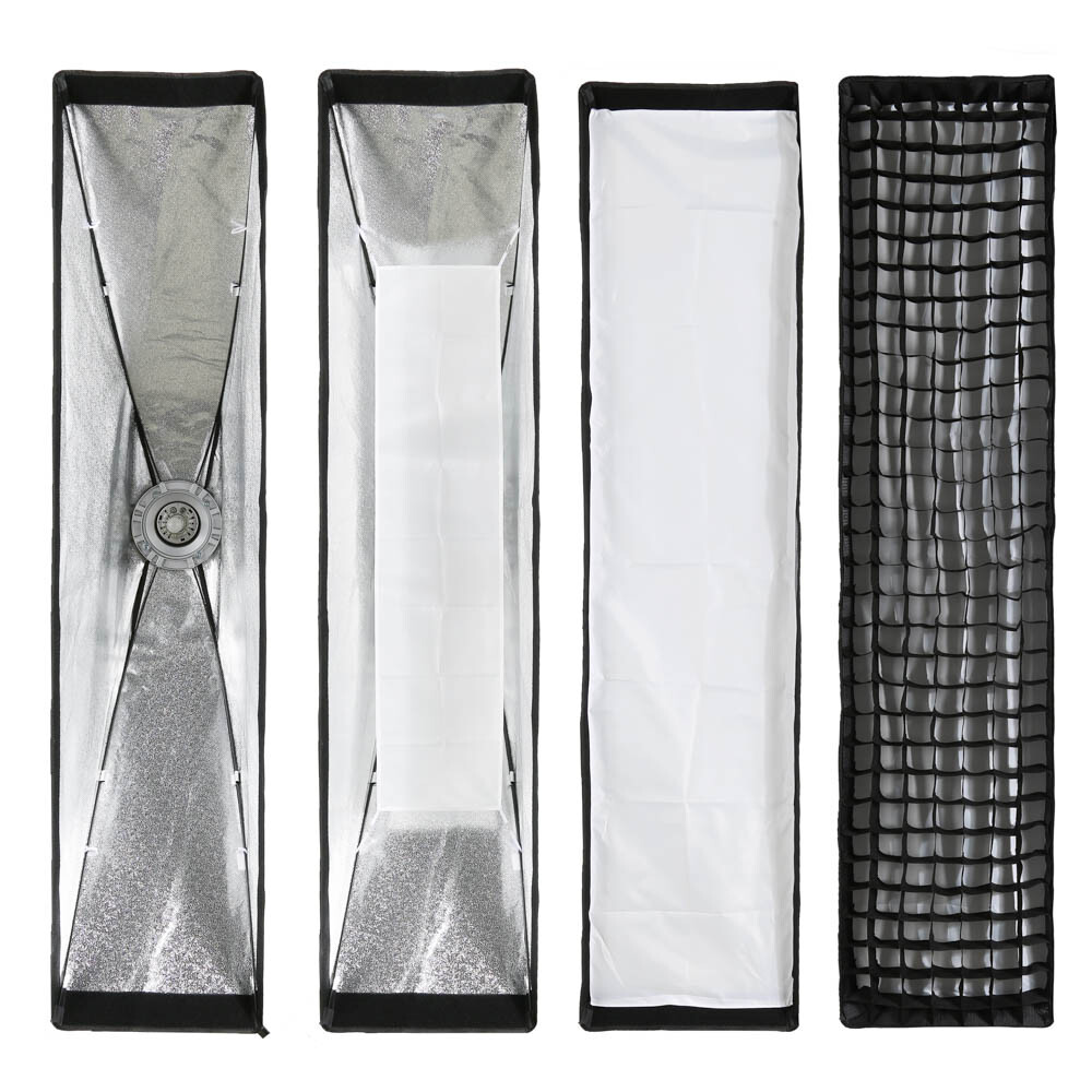 US 2*Godox 35x160cm Honeycomb Grid Softbox Bowens For Studio Strobe Flash Light